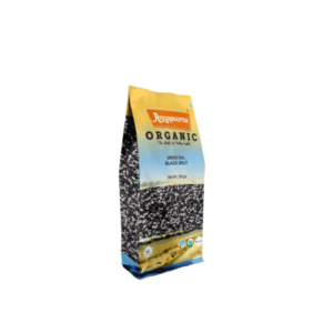 Packaged product of Purapanna's Organic Urad Dal Black Split, featured on the 'Annapoorna Urad Dal Black Split' page, emphasizing the organic and health-conscious nature of the product.