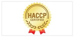 HACCP certification symbol displayed on the Annapoorna Organic website, a company that imports organic groceries from India and sells them in Kuala Lumpur, Malaysia. The symbol indicates that the company follows the HACCP systematic approach to food safety.